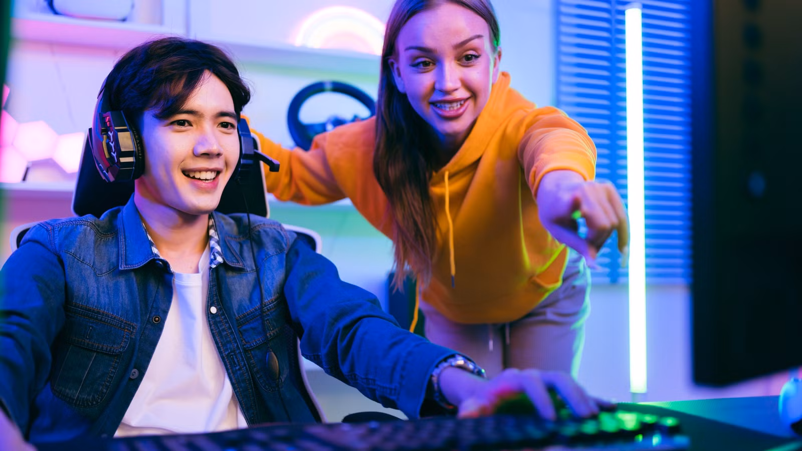 Player at a competitive gaming setup